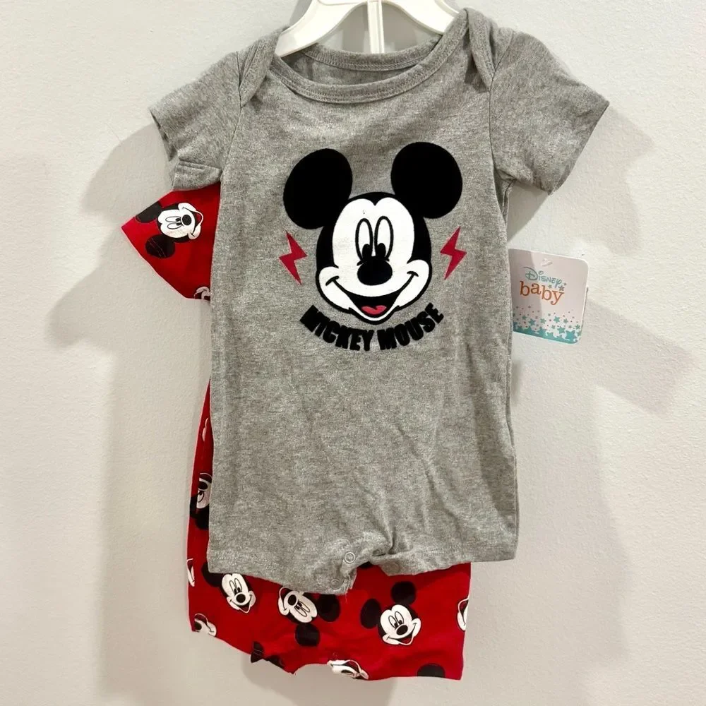 Disney Baby set of 2 Mickey Mouse rompers size 3/6M NWT